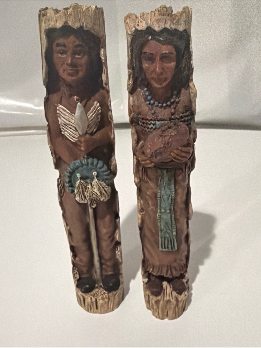 Hand-Painted Brown Tribal Figurine Pair - Home Art